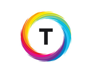 Fototapeta premium T Letter Rainbow Wave