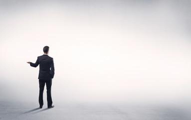 Sales person with empty white background