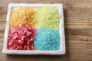Four colors of sea salt