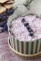 Bowl of lavender sea salt