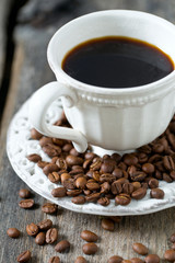 cup of coffee on wooden surface