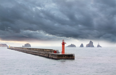 Breakwater with a beacon