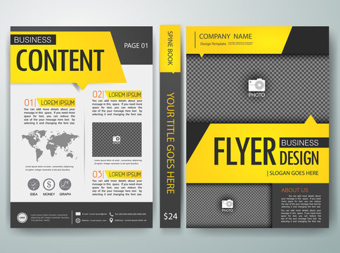 Vector magazine,modern flyers brochure,cove,annual report,design templates,layout with yellow text box symbol and gray background in a4 size,To adapt for business poster,presentation,illustration