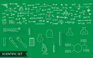 vector scientific icons and formulas pattern