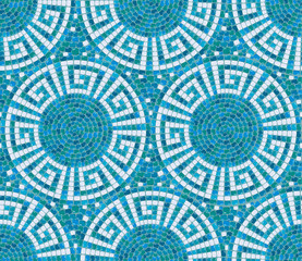 Seamless mosaic pattern -  Blue ceramic tile - classic geometric