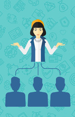 Boss with arms opened