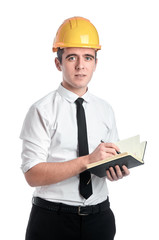 Man with yellow helmet