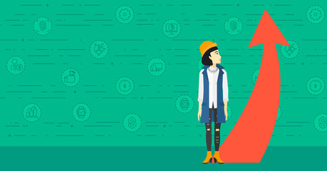 Woman with arrow going up.