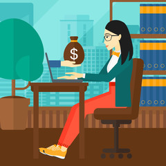 Business woman working in office.