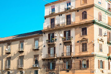 Fototapeta na wymiar Street view of old town in Naples city