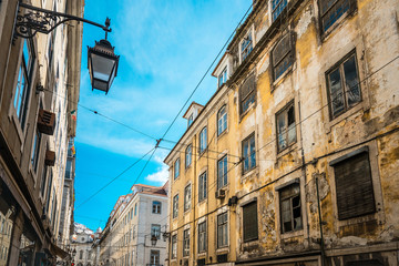 Fototapeta na wymiar Beautiful street view of historic architectural in Lisbon, Portu
