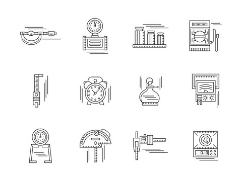 Metrology linear vector icons set