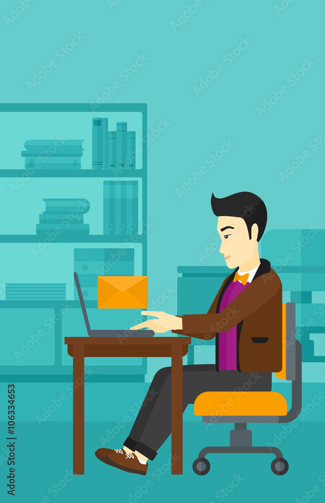 Poster man receiving email.