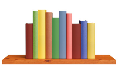 Wooden bookshelf with books