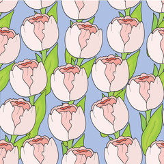 Floral seamless pattern Tulips 