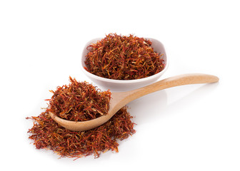Safflower on white background