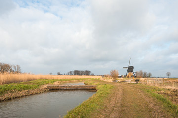Typical Dutch rural landscape on a cloudy day
