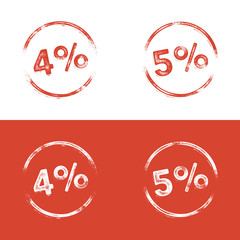 4 and 5 Percent Stamp Print in a Letterpress Grunge Look