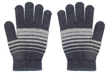Two knitting gloves isolated on white
