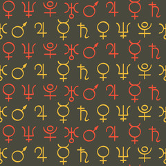 Seamless pattern with astrology symbols planets for your design
