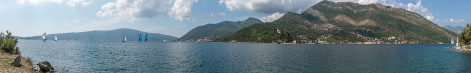Fototapeta na wymiar Bay of Kotor in Adriatic Sea. Montenegro. Regatta