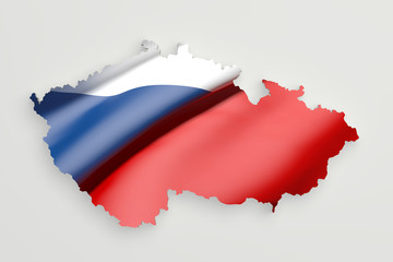 Silhouette of Czech Rep  map with flag