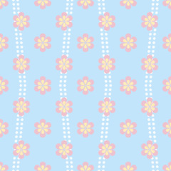Gentle seamless floral pattern with dots