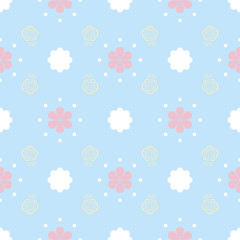 Gentle seamless pattern with flowers and dots