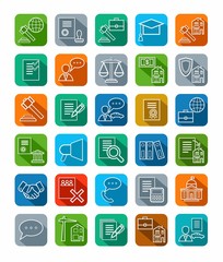 Legal icons, line, color. 
