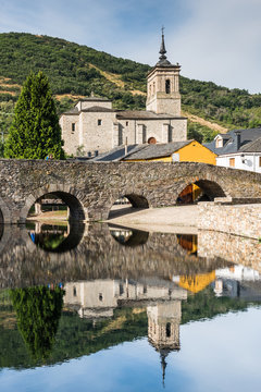 Molinaseca, Spain. Bridge over the Meruelo river, created in times of the Ancient Rome 