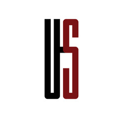 US initial logo red and black