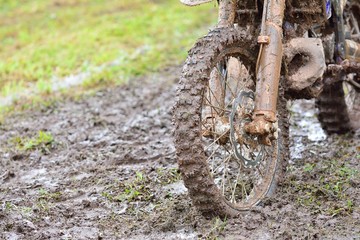 Fototapeta na wymiar Motocross tyre in mud