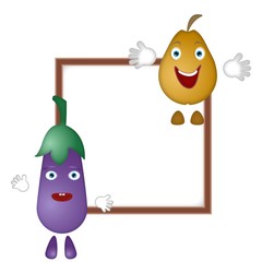 Eggplant, pear and frame