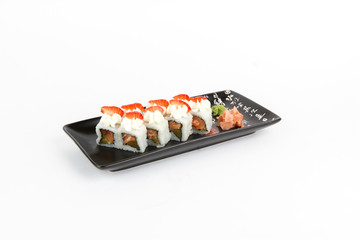 Image of tasty sushi set with salmon
