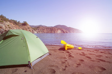 Fototapeta na wymiar Camping on the beach.