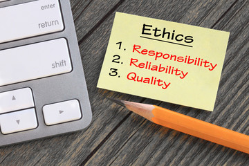 concept of ethics with responsibility, reliability and quality