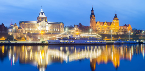 Fototapeta na wymiar panorama of night city,Szczecin,Poland