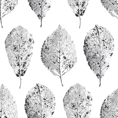 Behang Vector naadloos patroon met bladeren. Droge bladeren met nerven. © mrs.kato