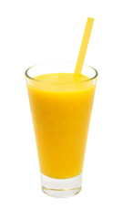 glass of freshly pressed orange juice isolated