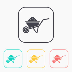 Simple wheelbarrow color icon set