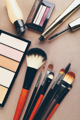 Decorative cosmetics and accessories for makeup, close-up