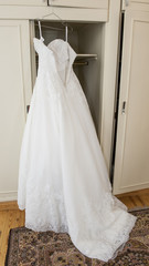 Fototapeta na wymiar Closeup detail of bridal wedding dress