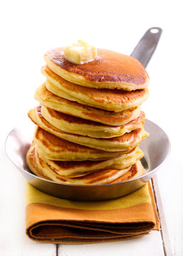 Pile of pancakes with butter
