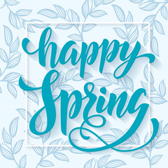 Vector Happy Spring poster with hand drawn title