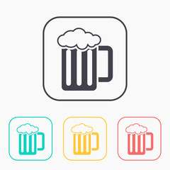 Glass of beer color icon set