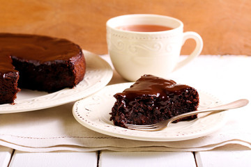 Chocolate fudge cake with berries