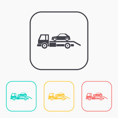 Tow car evacuation color icon set