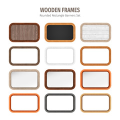 Wooden Rounded Rectangle Banners Set