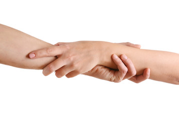 Handshake of friendship isolated on white