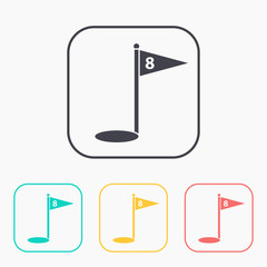 Hole Course Golf color icon set